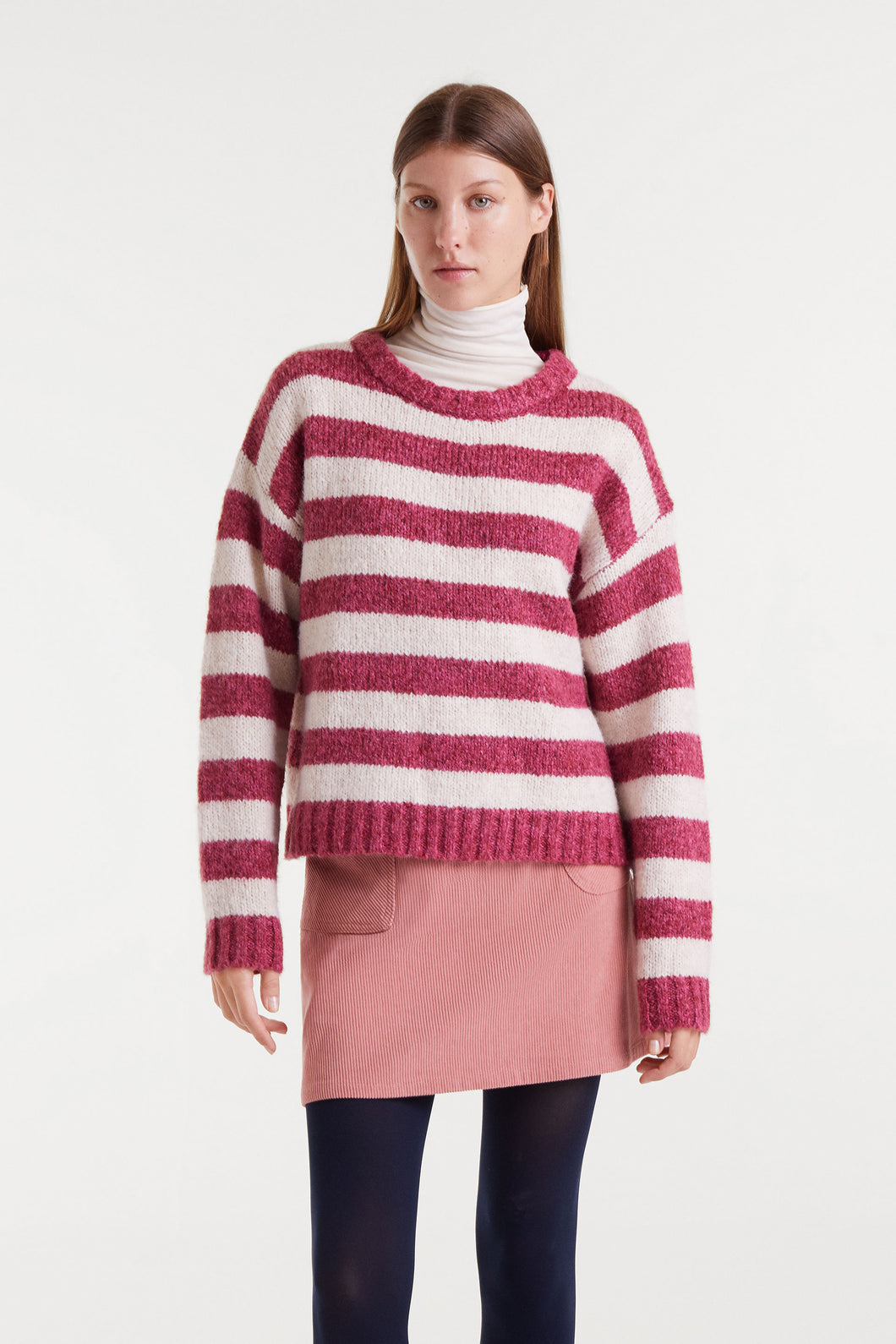 Compañía Fantástica - Jersey rayas blanco y fucsia