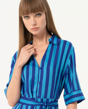 Surkana - Vestido camisero rayas azules