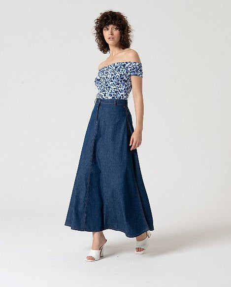 Surkana - Falda larga denim Azul