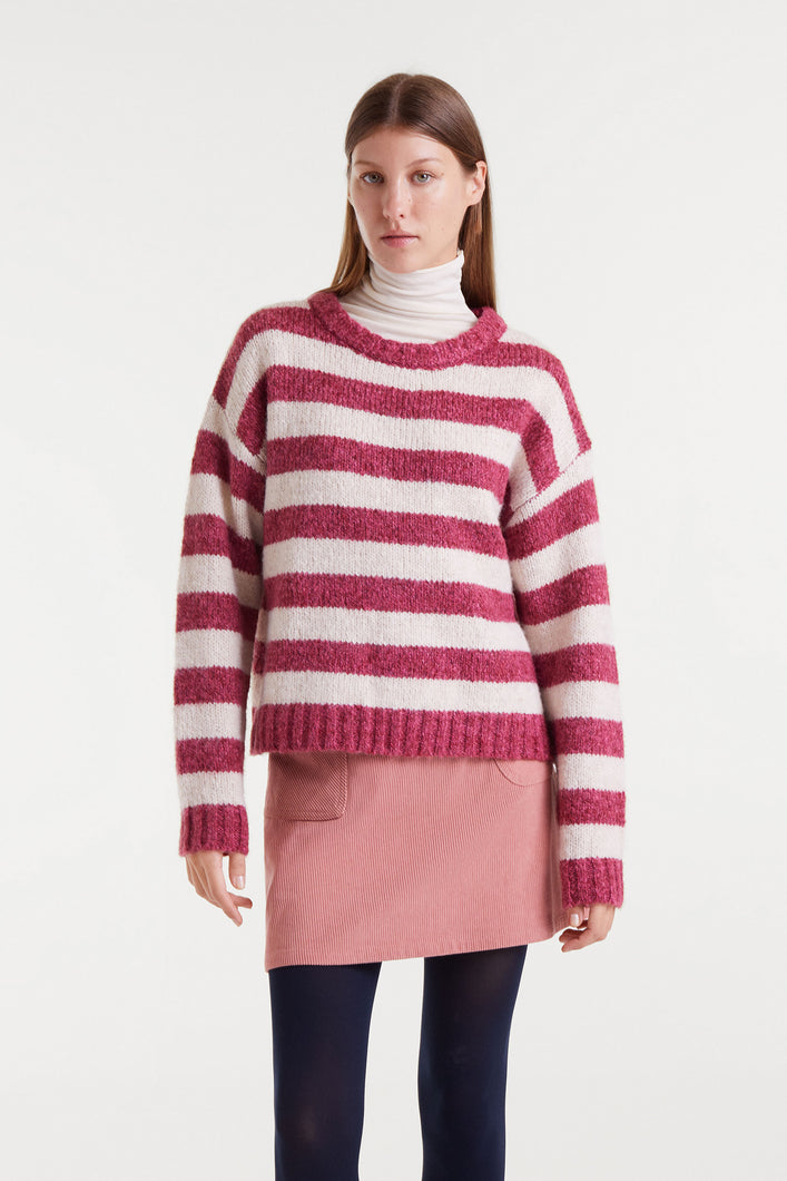 Compañía Fantástica - Jersey rayas blanco y fucsia