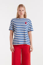 Compañía Fantástica  - Camiseta Rayas azules luna bordada