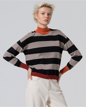 Surkana - Jersey cuello alto rayas Negro