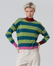 Surkana - Jersey cuello alto rayas Verde