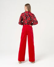 Surkana - Pantalón pana wide leg liso Rojo