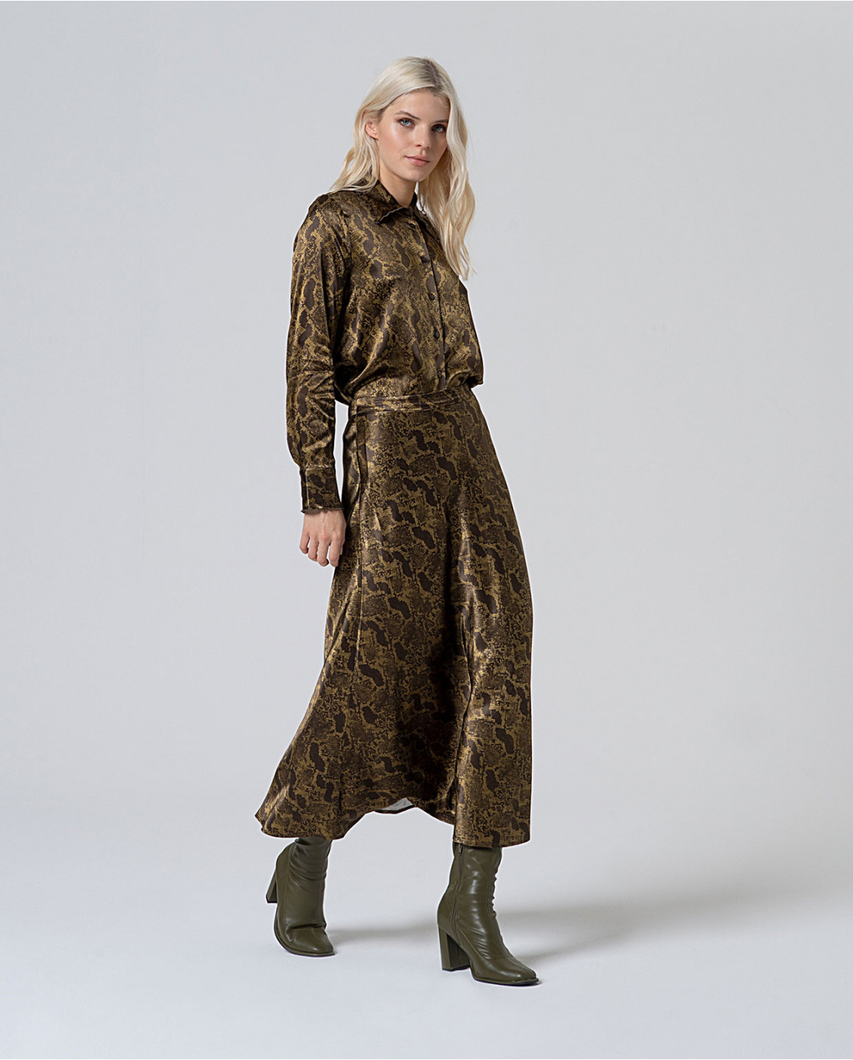 Surkana - Falda animal print Kaki