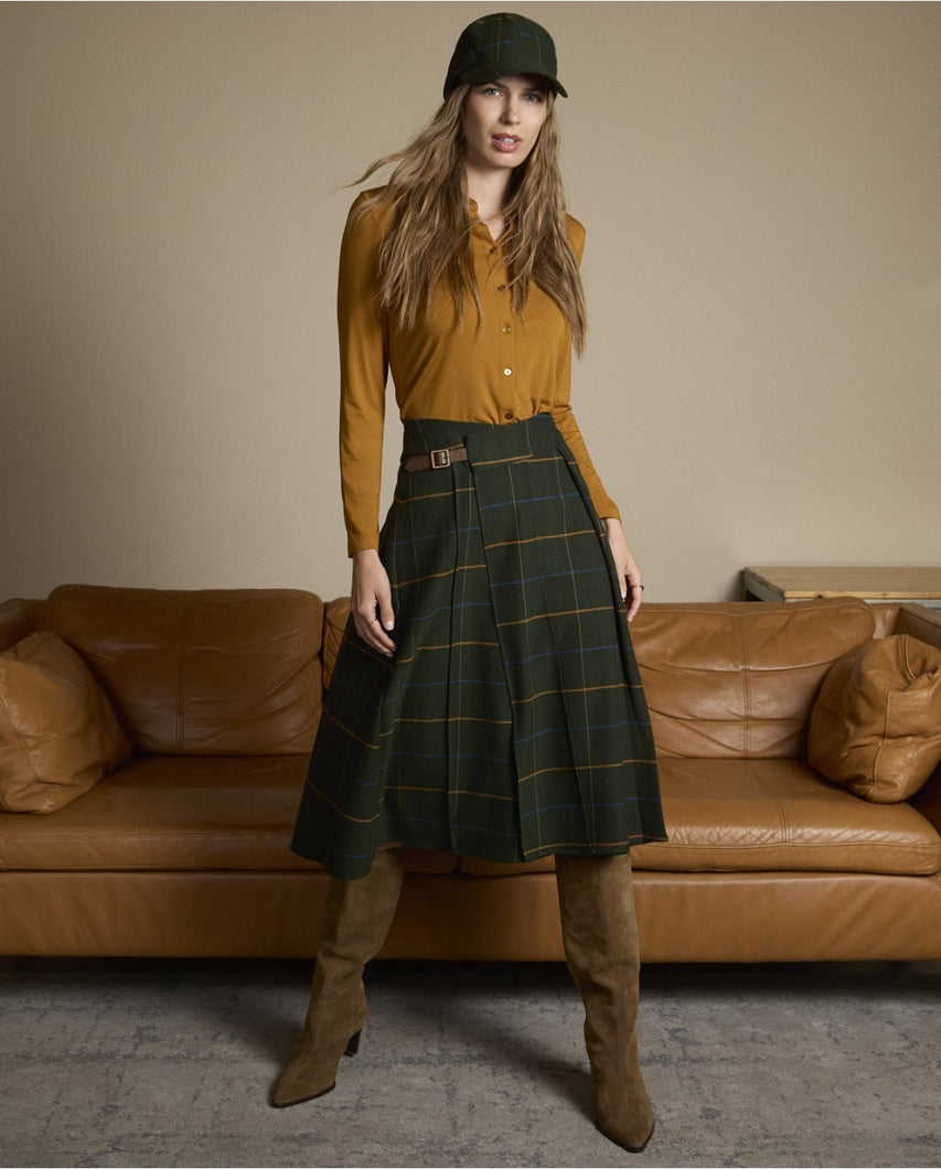 Surkana - Falda cuadros Kaki